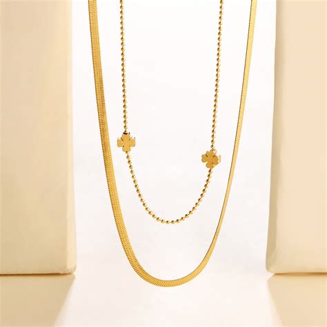 Mini Clover Layered Gold Necklace | Salty – Salty Accessories