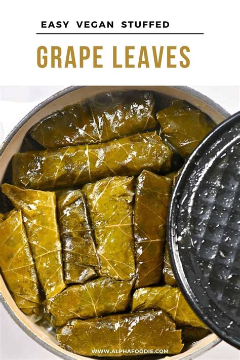 A simple recipe for vegetarian stuffed grape leaves (dolmas). Filled ...