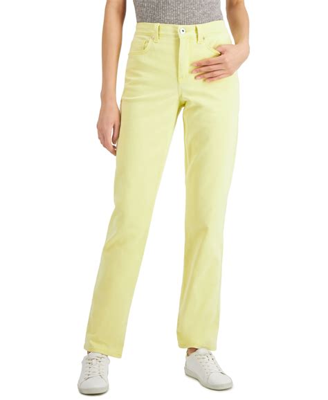 Style & Co Petite High Rise Natural Straight Leg Jeans Sunbeam Yellow ...