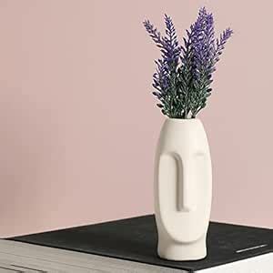 Buy Bonhomie White Solid Minimalistic Face Acrylic Flower Vase for Home ...