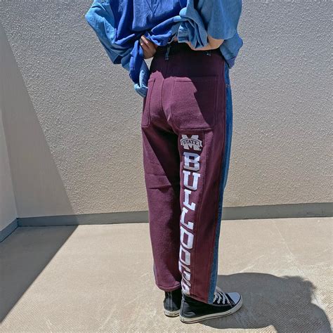 リメイクデニム+スウェット ドッキングパンツR-1914 BR（男女兼用）エコ サステナビリティ ヴィンテージ 再構築 一点物 R-1914 ...