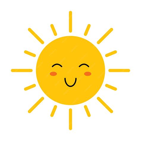 Premium Vector | Vector cute sun with face Funny smiling sun in flat ...