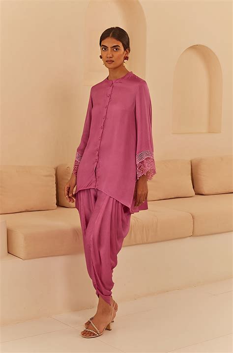 Orchid Embroidered Dhoti Set