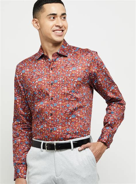 Buy Men Floral Print Full Sleeves Slim Fit Formal Shirt Online at just ...
