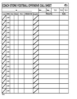 Fillable Online COACH STONE FOOTBALL OFFENSIVE CALL SHEET Fax Email ...