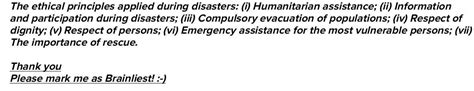 Which principles are applied after disaster? - Brainly.in