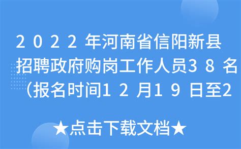 2022年河南省信阳新县招聘政府购岗工作人员38名（报名时间12月19日至22日）