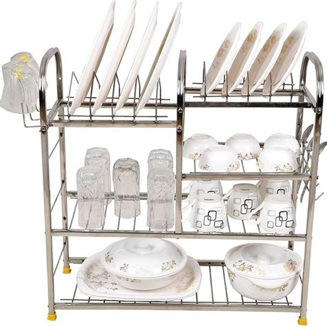UNIFY Utensil Kitchen Rack Steel Stainless Steel 4 Shelf Wall Mount ...