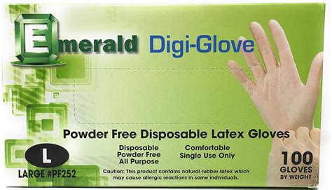 Buy Emerald Digi-Gloves, Powder Free Disposable Latex Gloves Large ...