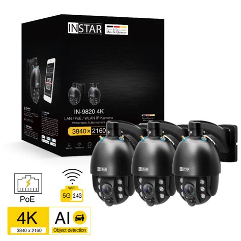 IN-9820 4K 黑色 | 4K PTZ 室外摄像头，5x 变焦，PoE，Wi-Fi，PIR，ONVIF，RTSP，MJPEG ...