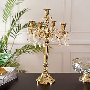 Buy Pure Home and Living Hazel Small Gold 5 Arm Candle Holder Online at ...
