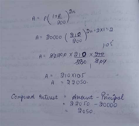 find the compound interest on rupees 20000 for one year at 10% per ...