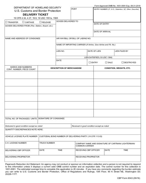 Cbp Form 6043 - Edit, Fill, Sign Online | Handypdf