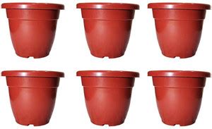 Dervino 10 inch Red Planter Pots with Drainage Hole For Home Garden ...