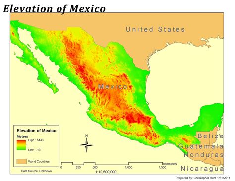 Mexico City Elevation Map Map Of Mexico City Elevation Mexico Mexico ...