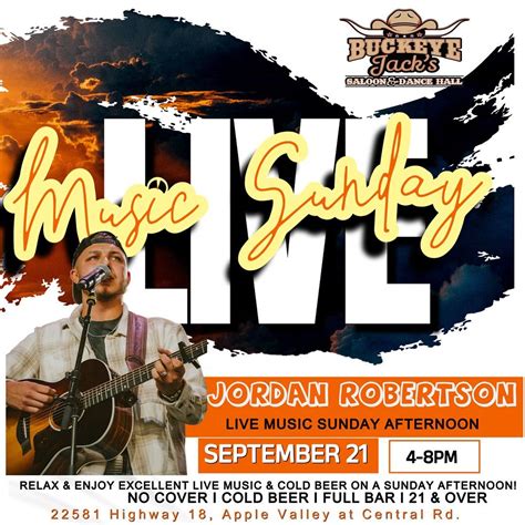 LIVE MUSIC 🎶 with JORDAN ROBERTSON at Buckeye Jack’s Saloon! , 22581 US ...
