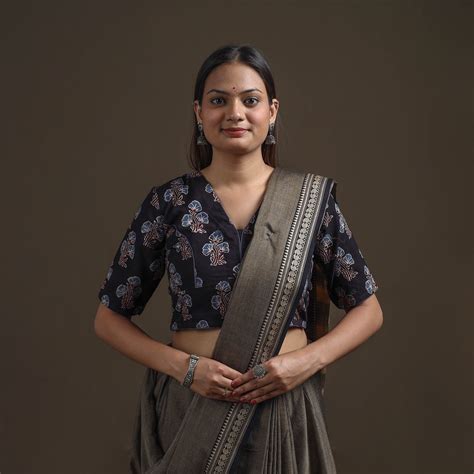 Ajrakh Hand Block Print Natural Dyed Cotton Readymade Blouse