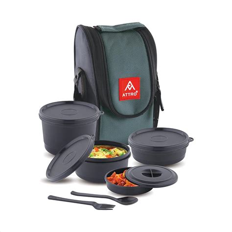 Buy Attro Micron Stainless Steel Double Wall Lunch Box, Airtight & Leak ...