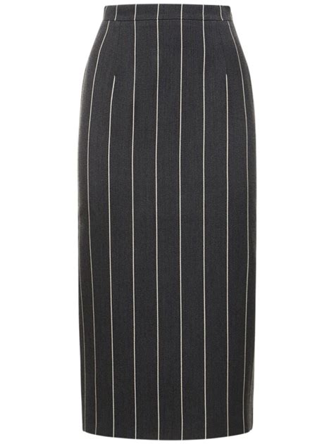 Pinstriped light wool midi skirt - Alessandra Rich - Women | Luisaviaroma