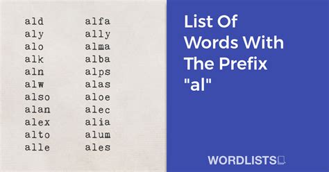 List Of Words With The Prefix "al"