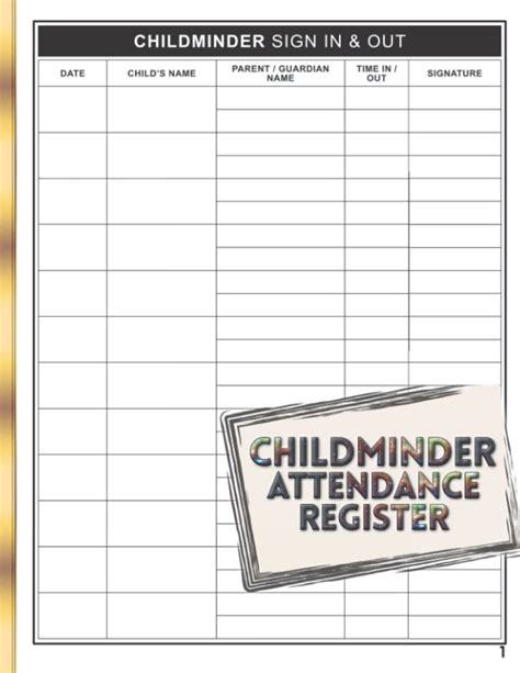 Buy Childminder Attendance Register: Simple Childcare Attendance ...