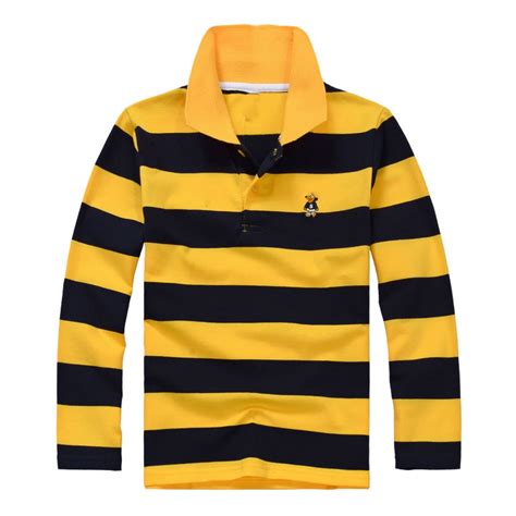 Boys Long Sleeve Polos Striped Polo Boy Collar Shirt Polo Holiday Boy ...
