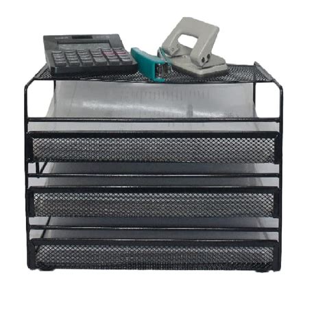 SUPRAS Metal Mesh A4 Paper Letter Document Desk Organizer Black ...