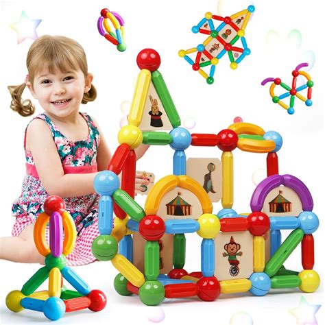 Amazon.com: MAGBLOCK 90PCS Magnetic Building Sticks Toy Building Blocks ...