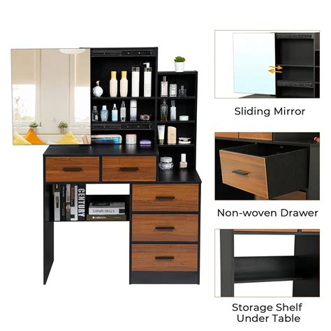 Tiptiper Makeup Vanity Table with Storage Cabinet, Dressing Table with ...