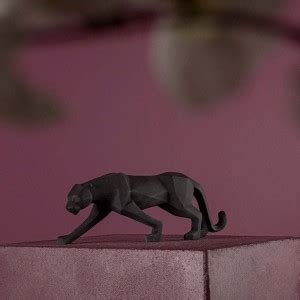 The Artment Modern Art Geometric Panther Statue, Blacl Color Decorative ...