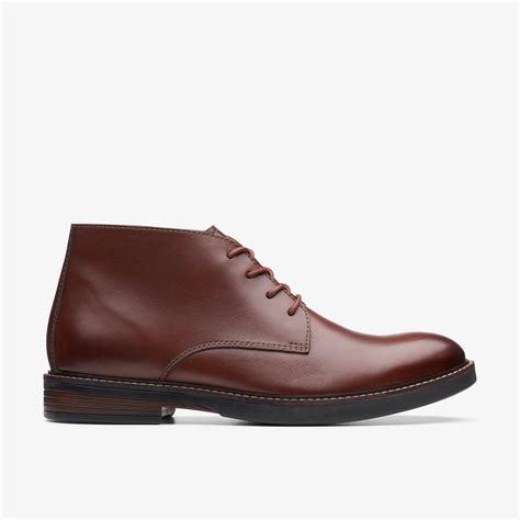 Mens Paulson Mid Mahogany Leather Chukka Lace Up Ankle Boots | Clarks