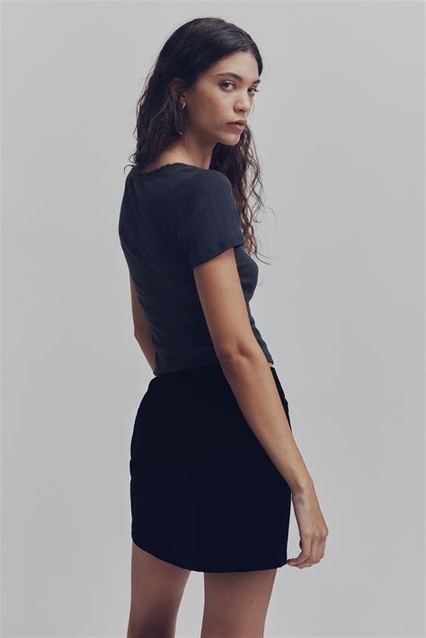 Lace-trimmed top - Dark grey - Ladies | H&M IN