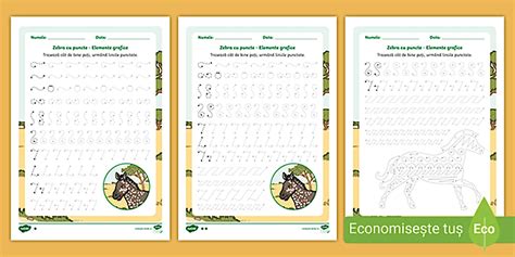 Zebra cu puncte - Fișe cu semne grafice (teacher made)