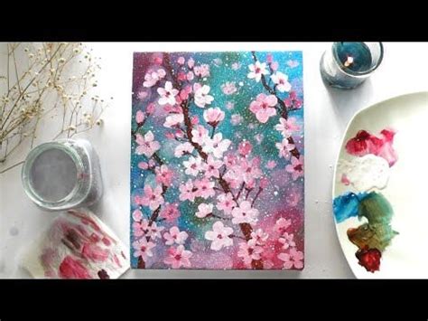 ACRYLIC : How to Paint Cherry Blossoms||Simple & Easy Cherry Blossom ...