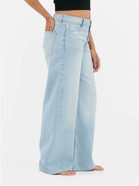Womens Light Blue Mid-Rise Baggy Jeans | Primark