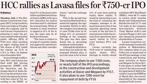 HCC rallies as Lavasa files for Rs. 750-cr IPO