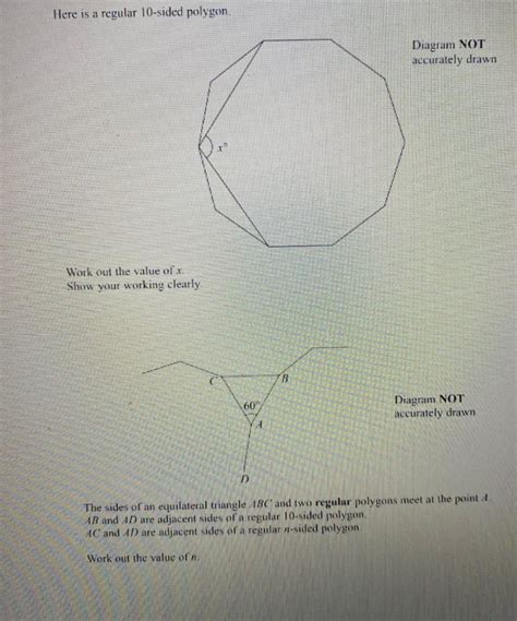 Here is a regular 10-sided polygon. Work out the value of x. Show your ...