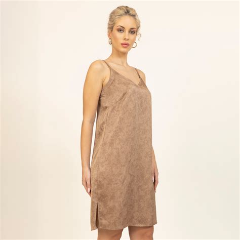 Beige Satin Spaghetti Dress for Women Online | LELA By Varija