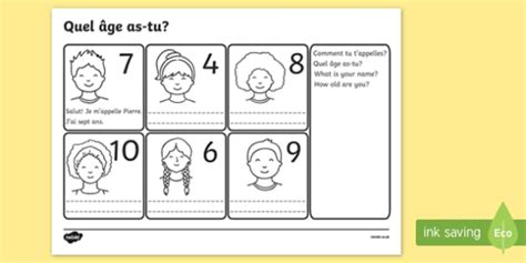 How to say your age in French - Say your age worksheet