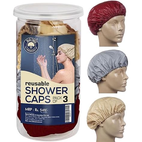 Buy Old Tree Reusable Shower Cap (Pack of 3) - Waterproof, Elastic Free ...