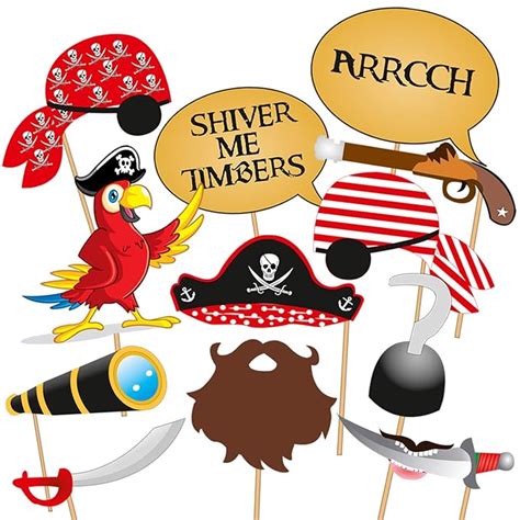 Party Propz™ Pirate Theme Photo Booth 12 Pcs/Pirate Photo Booth Props ...