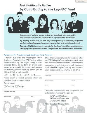 Fillable Online wpea PAC Donation Form - Washington Public Employees ...