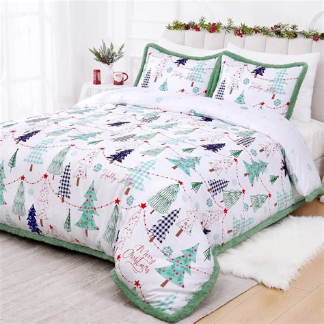 BLEUM CADE Christmas Duvet Cover Set of 3 King Size Xmas Tree Comforter ...