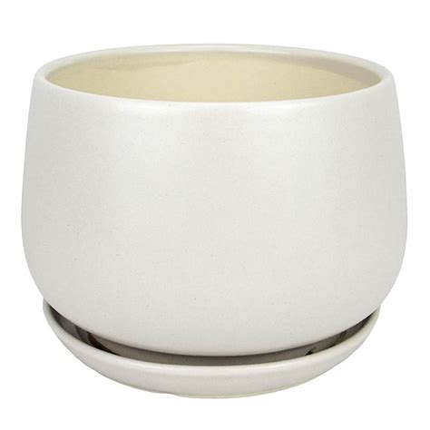 Indoor Tan Round Planter with Saucer, Medium | At Home