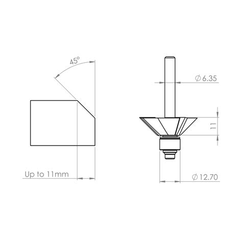 3 Flute 45 Degree Chamfer Router Bit – Radiantools