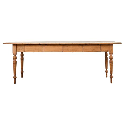 Country French Bleached Oak Pine Farmhouse Harvest Dining Table For ...