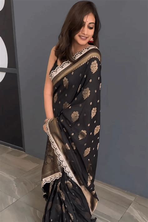 Black Designer Saree For Reception Party