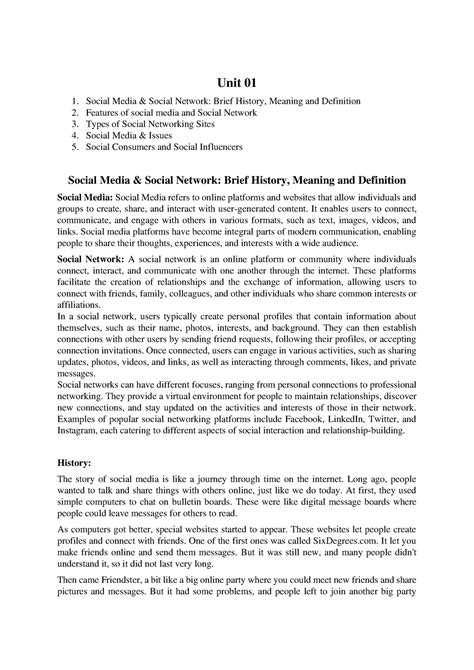 DMM UNIT 01 - Unit 01 Social Media & Social Network: Brief History ...