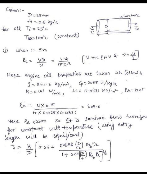An engine oil flows through a 25-mm diameter tube at a rate of 0.5 kg/s ...