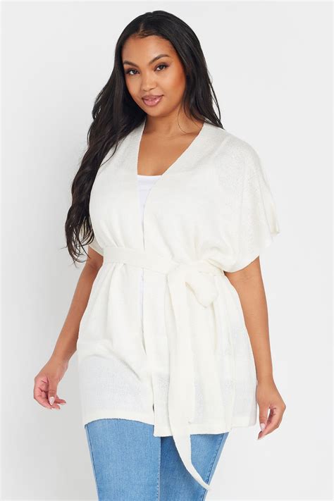 YOURS Plus Size Ivory White Short Sleeve Cardigan | Yours Clothing